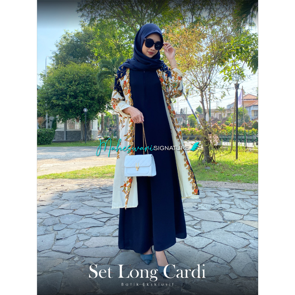 One Set Wanita Long Cardigan Batik dan Inner Crinckle Panjang ORI MAHESWARI