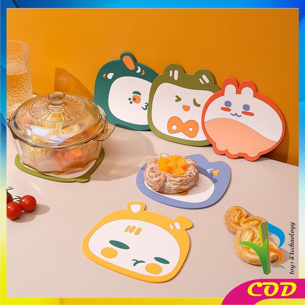 RB-C868 Tatakan Gelas Silikon Motif Karakter Lucu Tahan Panas Serbaguna / Tatakan Alas Panci Panas Placemat Anti Panas / Coaster Kartun Anti Licin Multifungsi Import