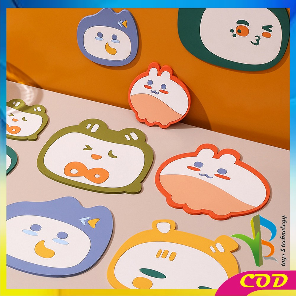 RB-C868 Tatakan Gelas Silikon Motif Karakter Lucu Tahan Panas Serbaguna / Tatakan Alas Panci Panas Placemat Anti Panas / Coaster Kartun Anti Licin Multifungsi Import