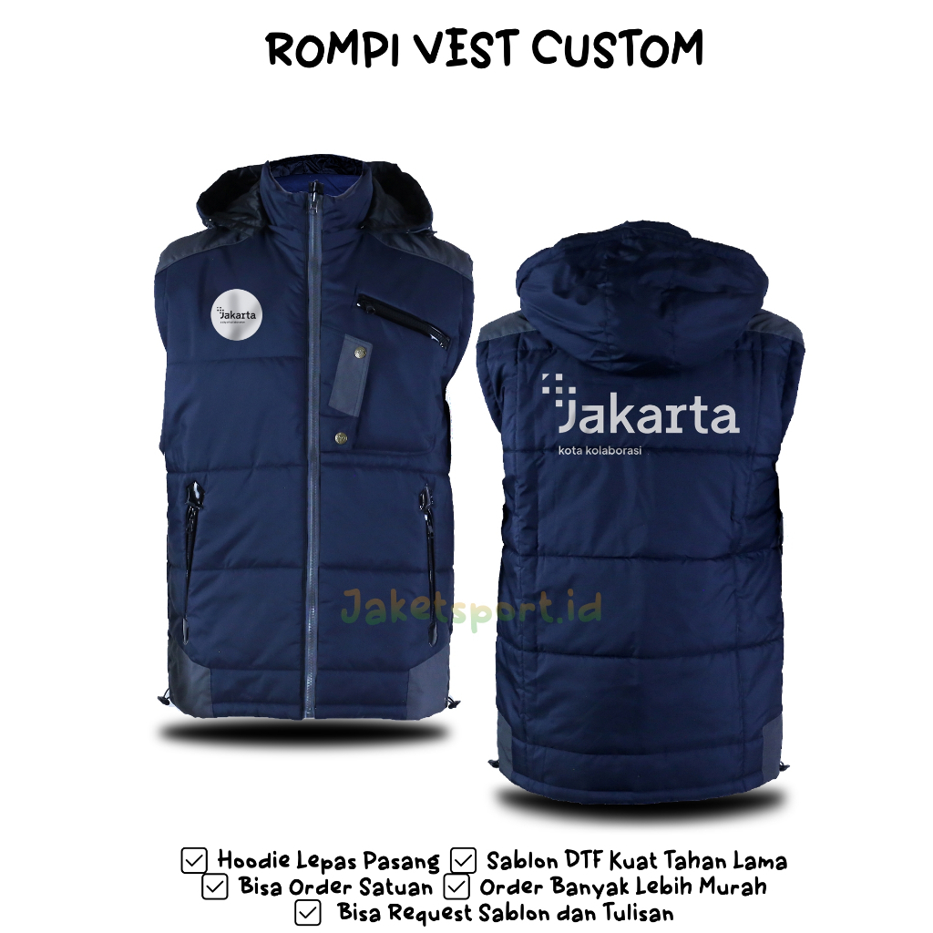 ROMPI VEST JAKARTA/ JAKET VEST JAKARTA / ROMPI VIRAL ROMPI SAIKO JAKARTA KEREN JAYA RAYA KOLABORASI