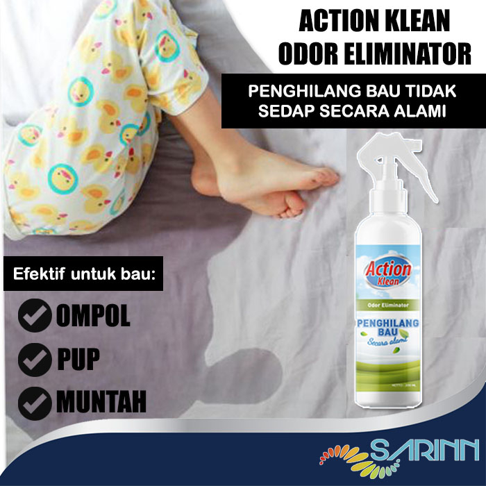 Action Klean Odor Eliminator Penghilang Pembersih Bau Ompol Pesing Urin Urine Ngompol Bayi Anak di Kasur Springbed Sofa Karpet Bahan Alami Aman