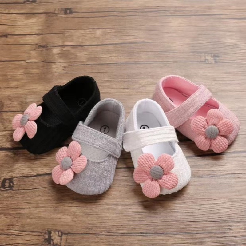 Sepatu Prewalker Casual / Sepatu Bayi Viral / Anti Selip Aksen Bunga untuk Bayi Perempuan 0-18 lucu murah CUTESUNY