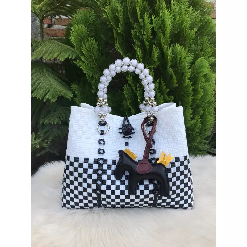 TAS WANITA/TAS ANYAM HANDLE MUTIARA/TAS ANYAMAN PLASTIK JALI PREMIUM
