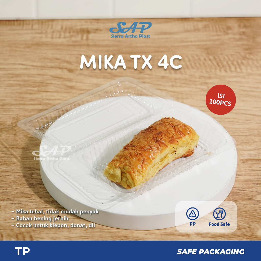Mika ukuran 4C / Mika Kue TX-4C/ Mika Jajan Pasar / Mika Tempat Nasi Kuning / Mika Kotak Plastik