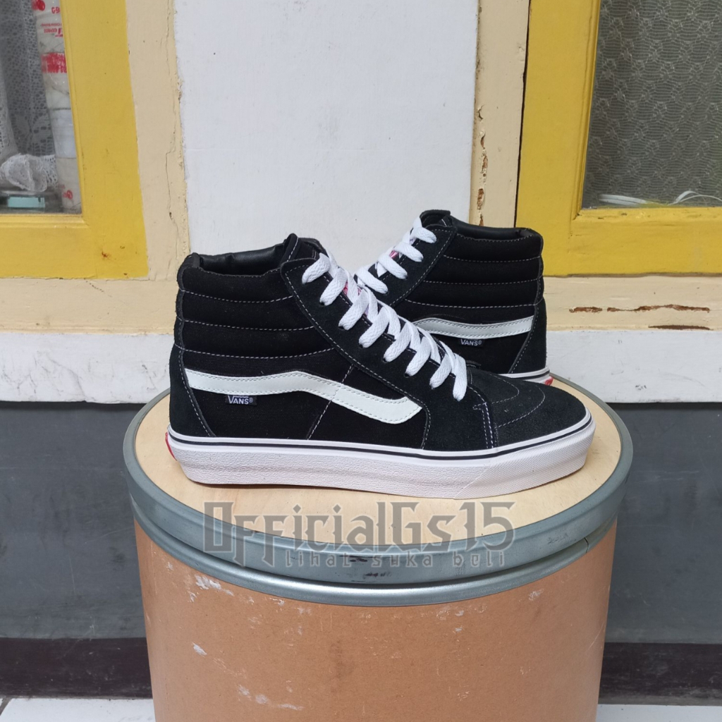 Gs - Sepatu Sneakers Pria Wanita Sk8 Tinggi Hitam Putih Premium
