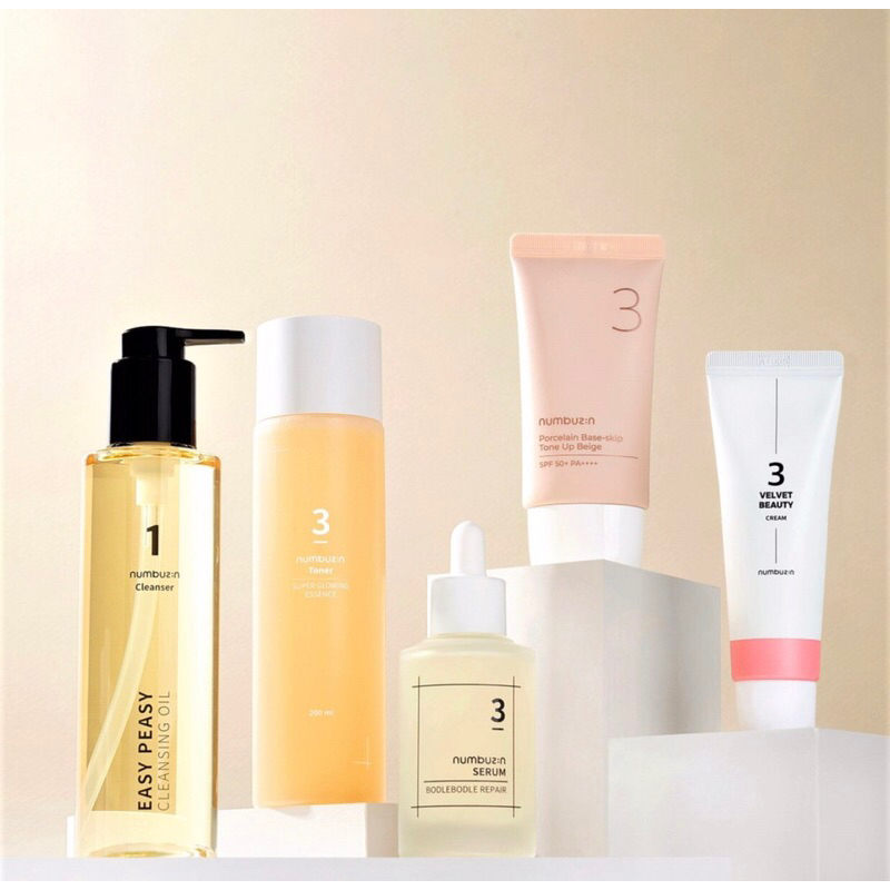 Numbuzin No2 Goodbye Redness No3 Glow Toner Velvet Beauty Cream No3 Porcelain Base Skip Tone Up Beig