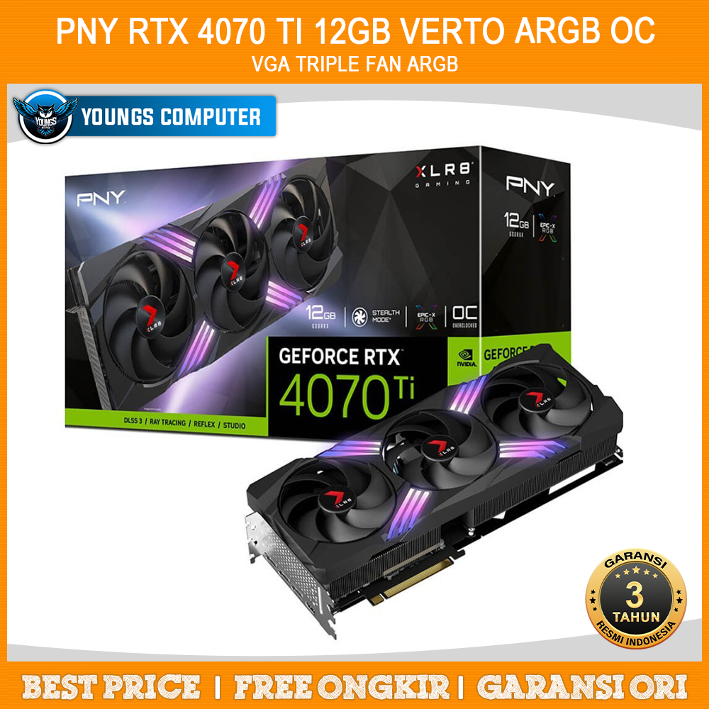 VGA PNY RTX 4070 Ti 12GB VERTO Triple Fan ARGB OC | 12GB GDDR6X