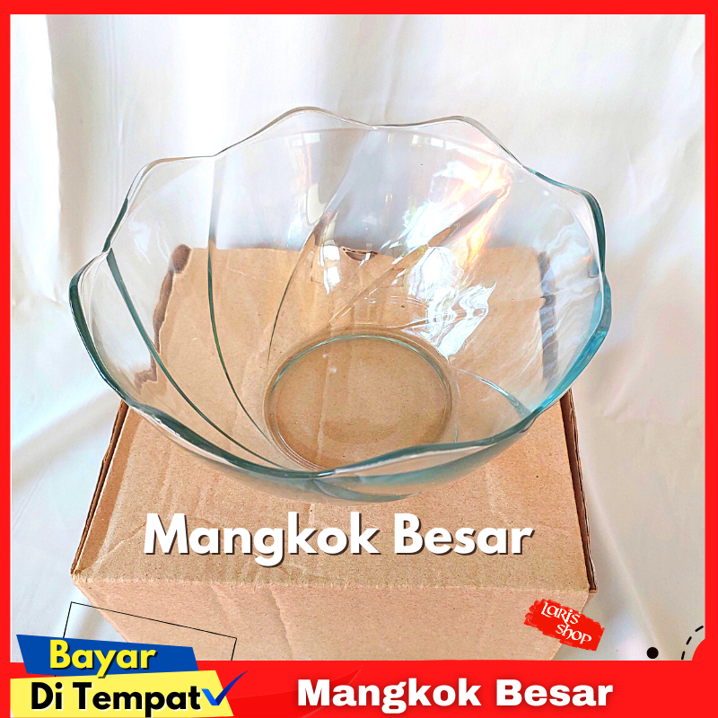 Mangkok Mangkuk Kaca Besar Bahan Tebal