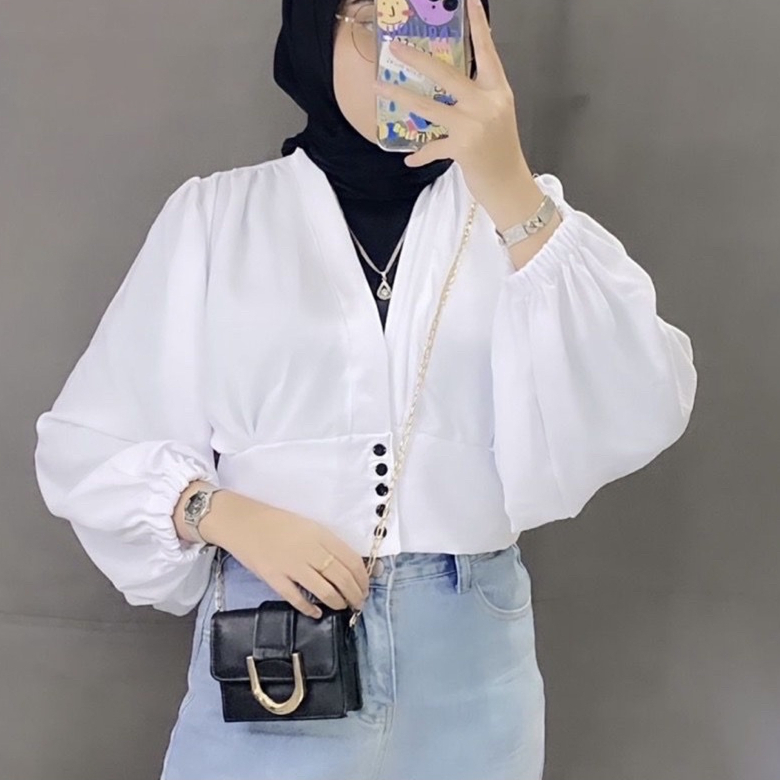 MAURIN CROP TOP BLOUSE OUTER / BIANCA TOP BLOUSE SEMI OUTER CRINKLE