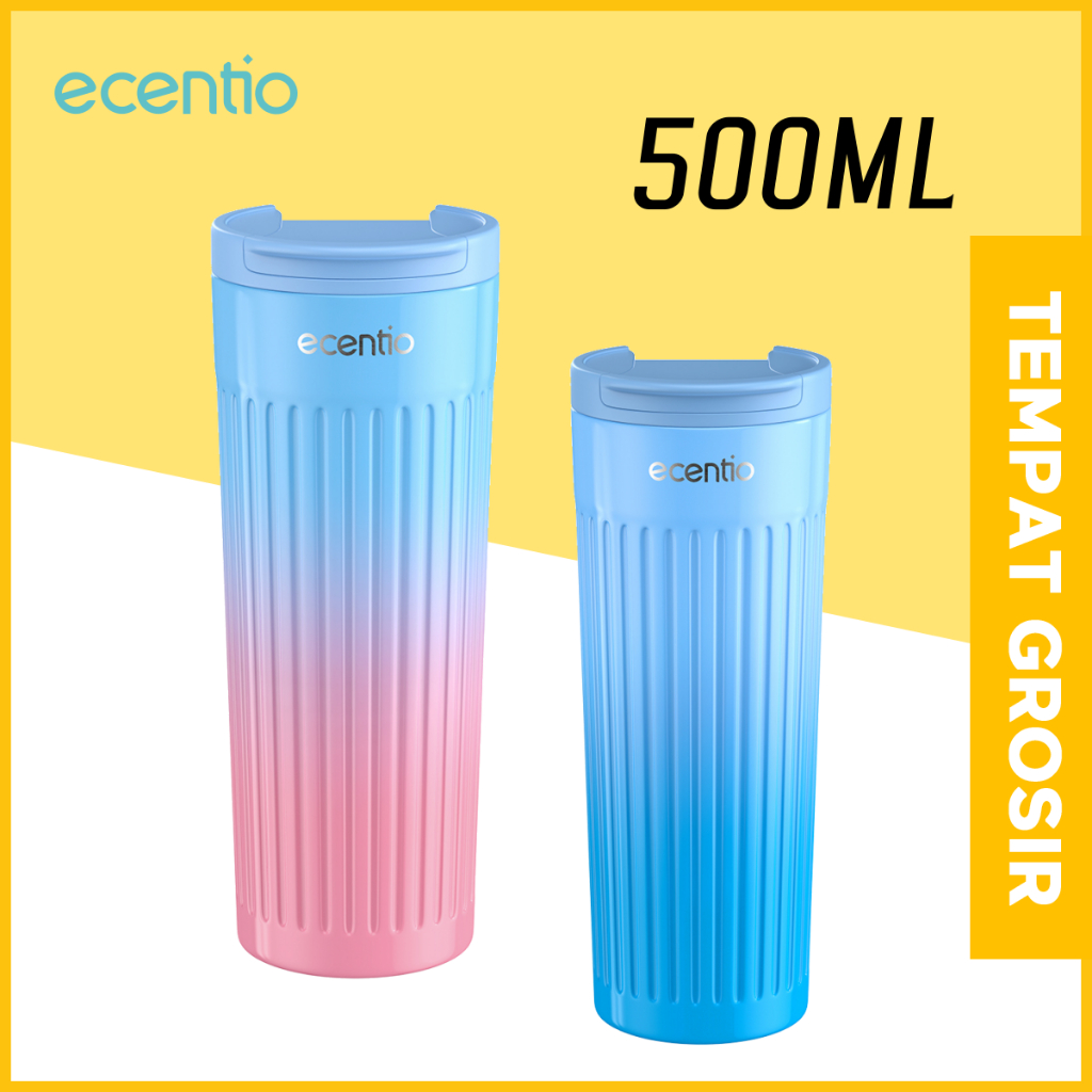 ecentio Termos Tumbler 304 Stainless steel 500ml Thermos botol minum TAHAN 6hrs cooling Anti Tumpah cold