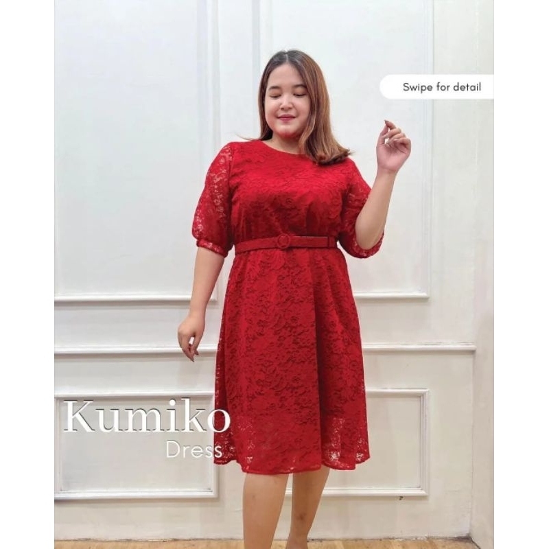 (ADA SIZE JUMBO) Kumiko dress - puff sleeve dress - gaun pesta - baju pesta - dress wanita - dress b