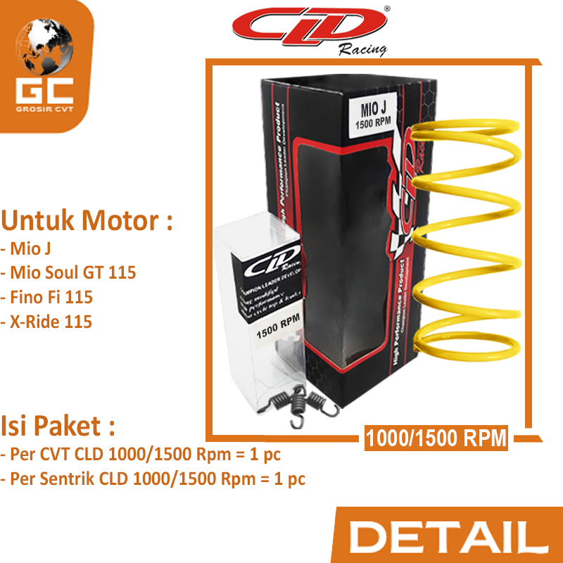 Paket Per CVT Sentrik Ganda Racing Yamaha Mio Nmax Aerox Soul GT Fazzio Lexi X Ride Fino Freego CLD 1000/1500 RPM