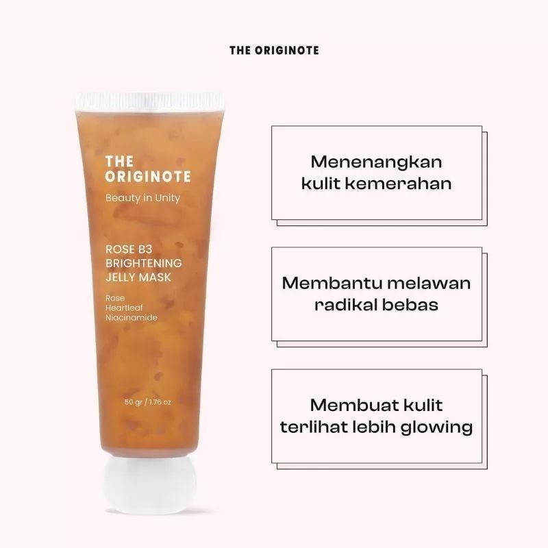 [50gr] The Originote Rose B3 Brightening Jelly Mask | Face Mask | Masker Wajah