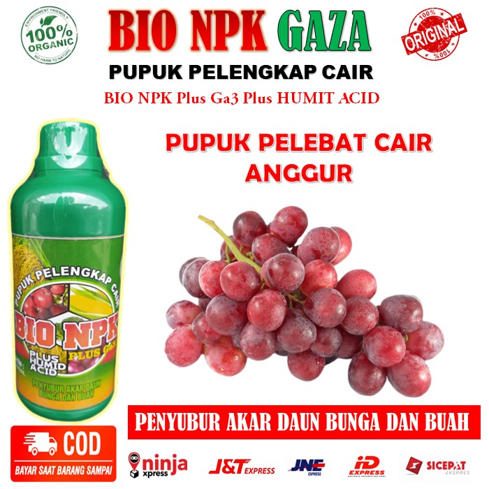 PROMO MURAH - Pupuk BIO NPK GAZA Pupuk Pelengkap Cair Pelebat Tanaman Anggur - Obat Semprot Pelebat 