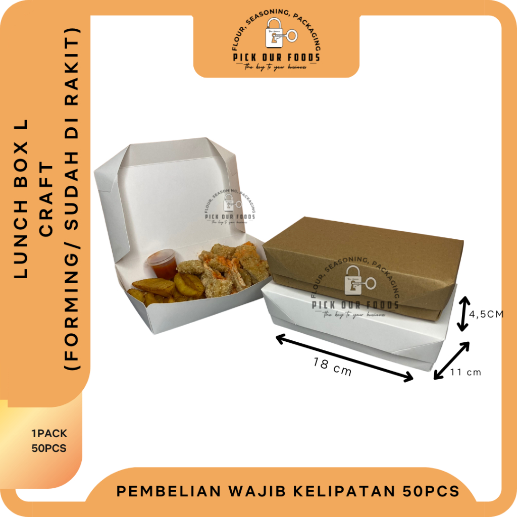 Paper lunch Box ukuran S / Box Burger /  Lunch Box M / Lunch Box L (50PCS)