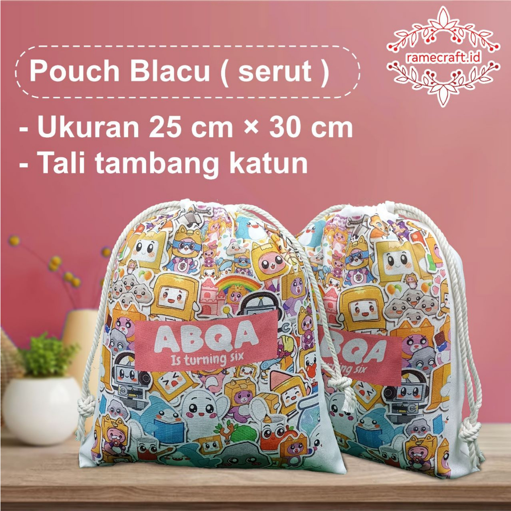 Blacu serut 25x30/totebag ulang tahun anak/f4/tali sumbu