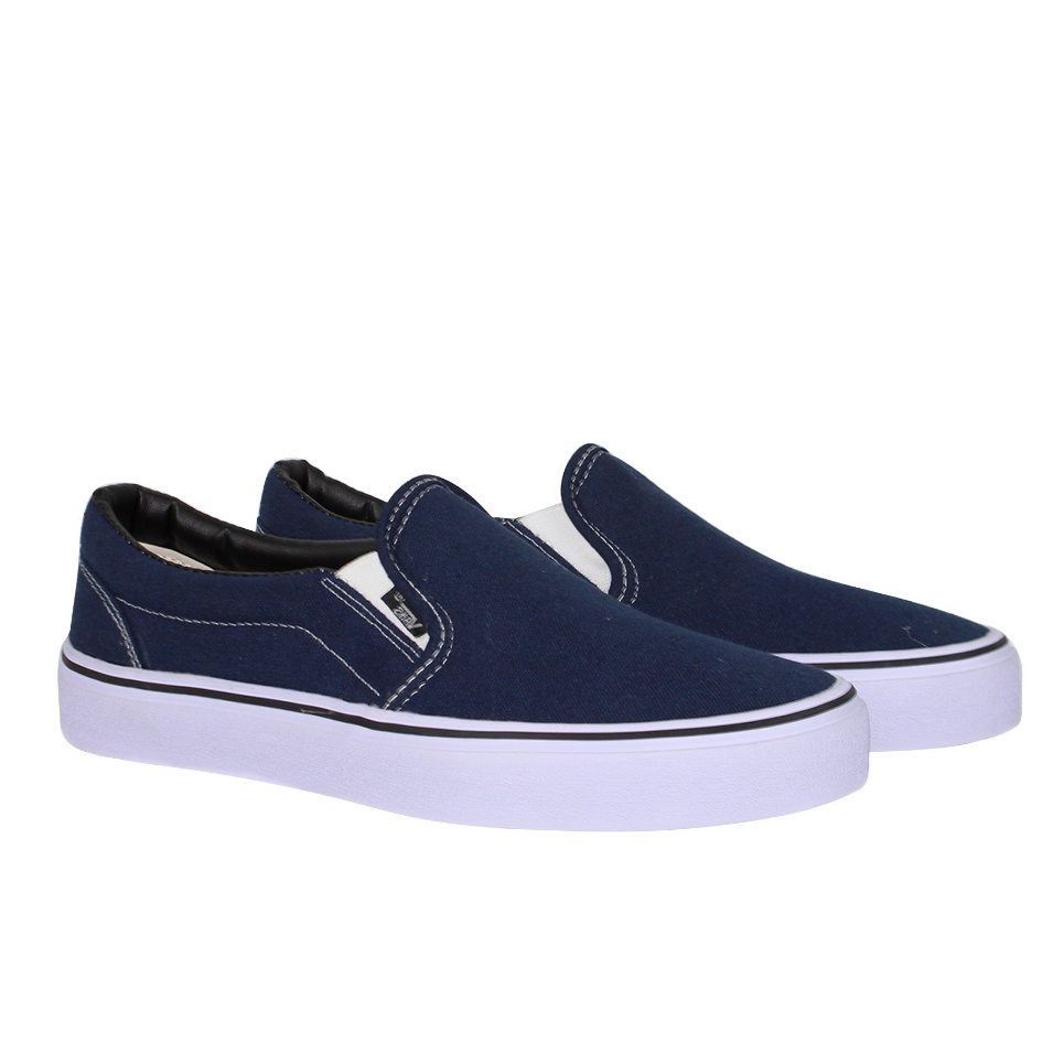 Sepatu vans pria slip on tanpa tali wanita biru navy murah