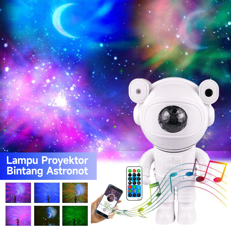 Amazefan Proyektor bintang astronot Lampu Tidur Proyektor Langit Berbintang Astronot Dengan Musik Bluetooth