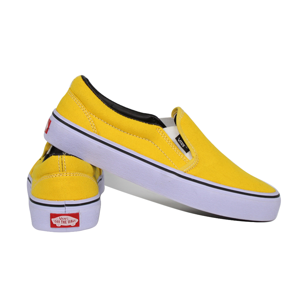 Sepatu vans pria slip on tanpa tali wanita kuning murah