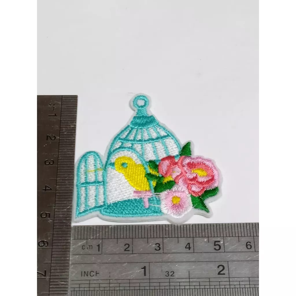 PATCH BORDIR BIRD IN A CAGE / EMBLEM BURUNG DALAM SANGKAR