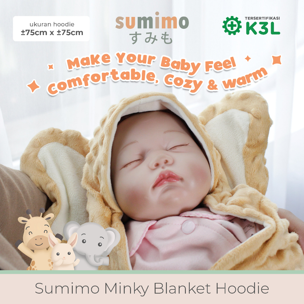 SUMIMO MINKY BLANKET HOODIE ELEPHANT