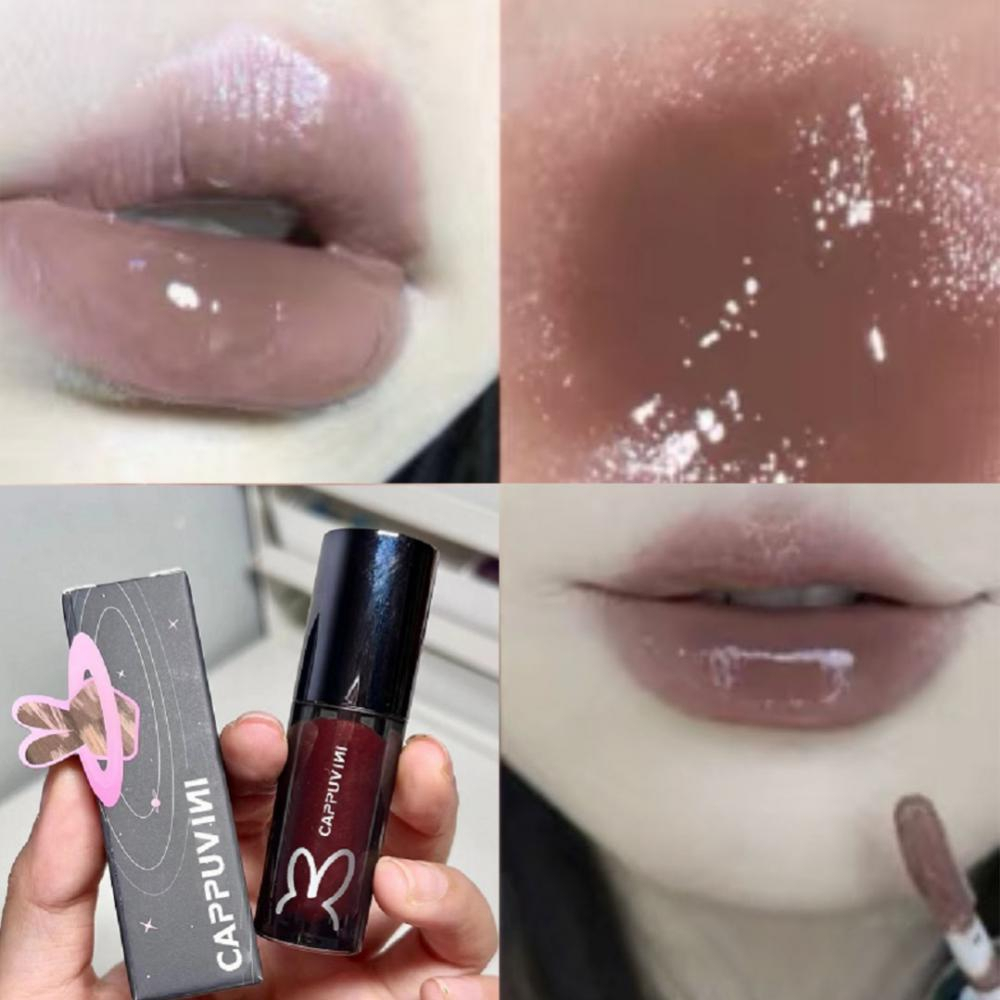 CAPPUVINI LIP GLOSS TABUNG HITAM BARU 8 WARNA LIP GLOSS LIP LINES PELEMBAB BIBIR BERMINYAK MAKEUP LIP GLOSS HITAM