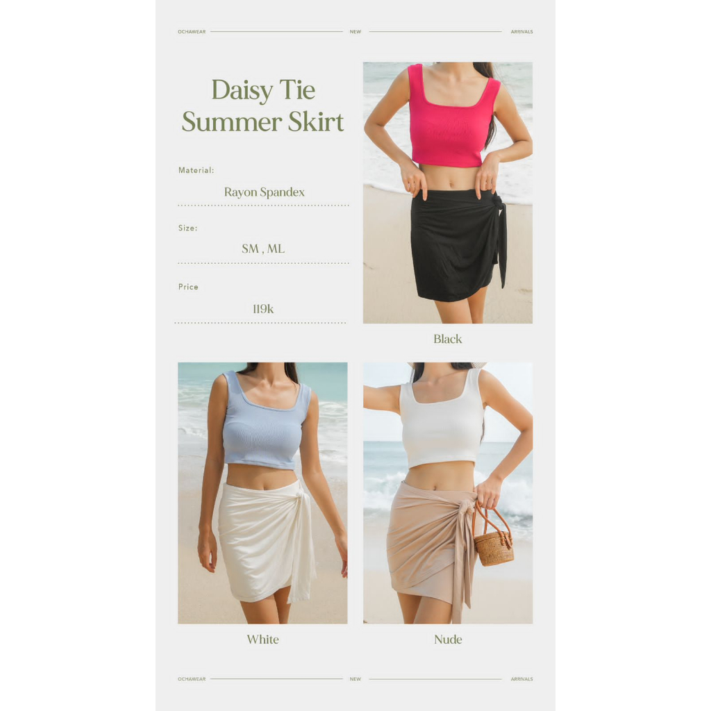 Daisy Tie Summer Skirt ---- Ocha Wear | Rok Pendek Wanita | Casual Beach Wear | Holiday Resort Wear