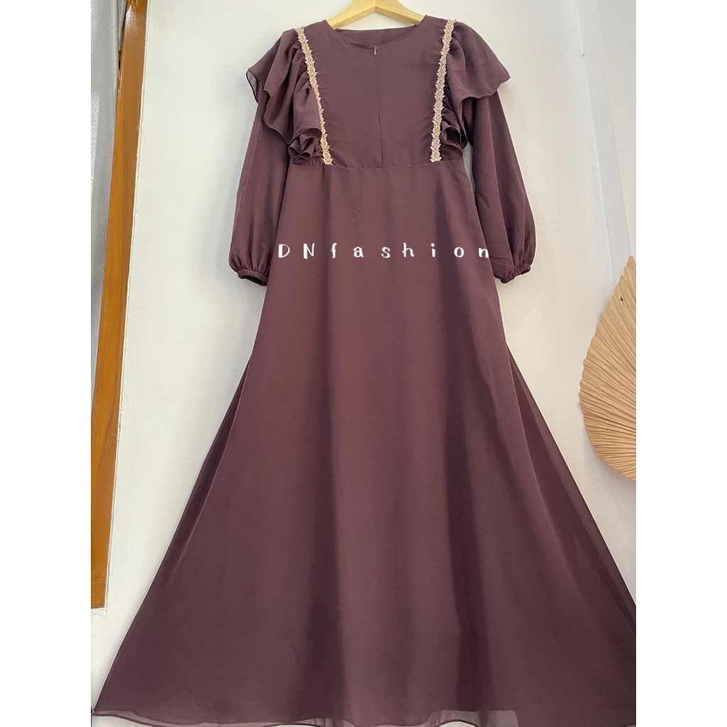 Gamis/Dress Ceruty Babydoll Variasi Renda Dada Mix Rempel / Dress Cantik BestSeller Terbaru