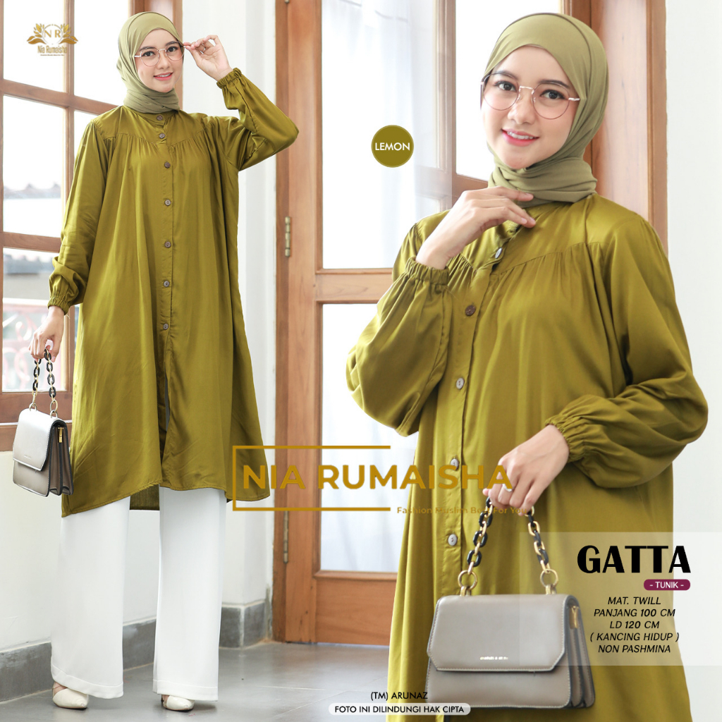 Gatta Tunik Twill Atasan Muslim Wanita Original Produk By Nia Rumaisha