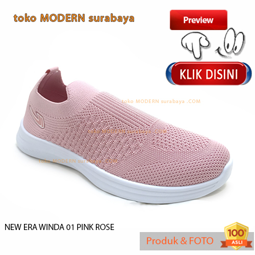 Sepatu wanita sepatu flat casual slip on kain rajut NEW ERA WINDA 01