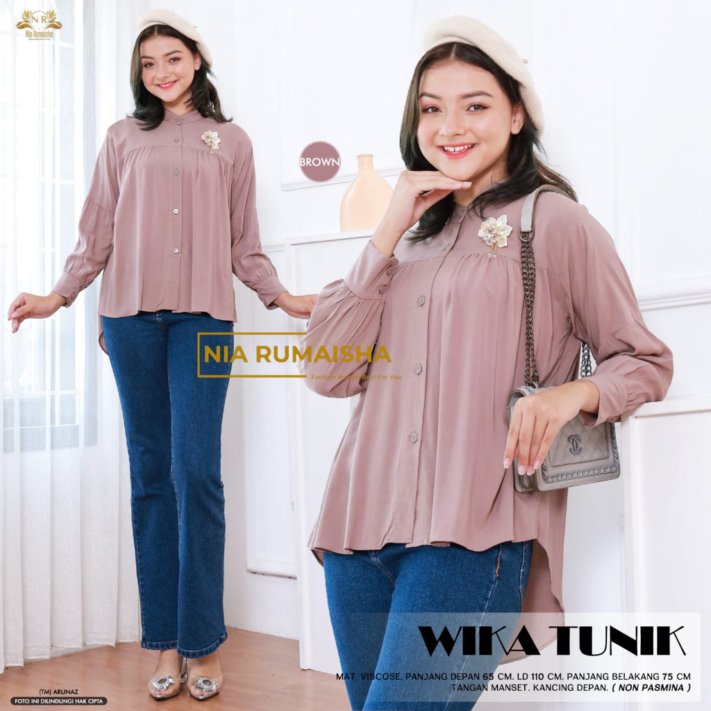 Wika Tunik Atasan Kemeja Casual Rayon Viscouse Original Produk By Nia Rumaisha