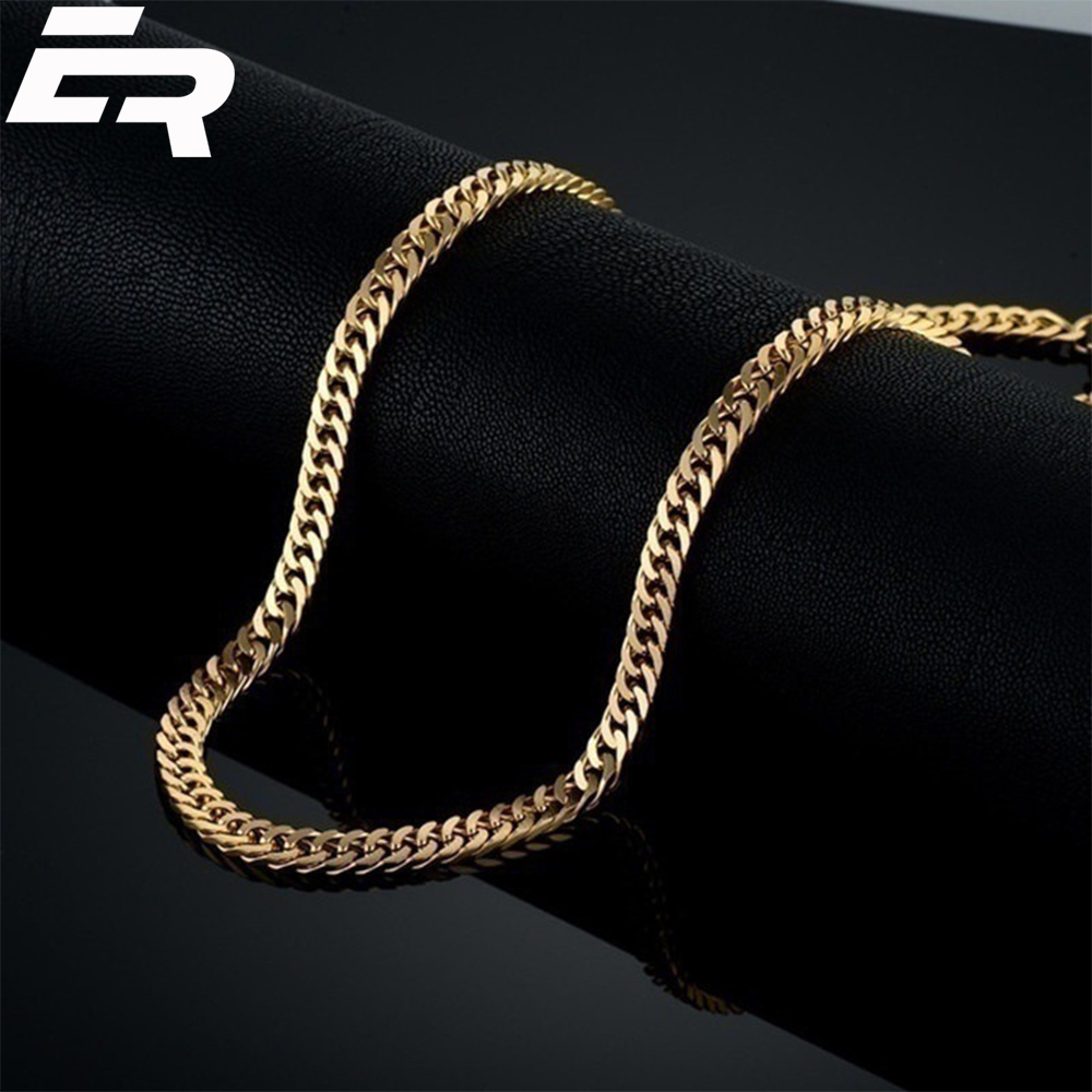 Kalung Titanium Pria Sisik Naga / Kalung Titanium Unisex Rantai Gepeng Emas / Kalung Import