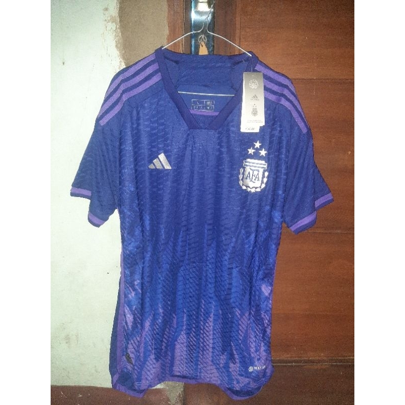Jersey Argentina Away Bintang 3 2022 Player Issue