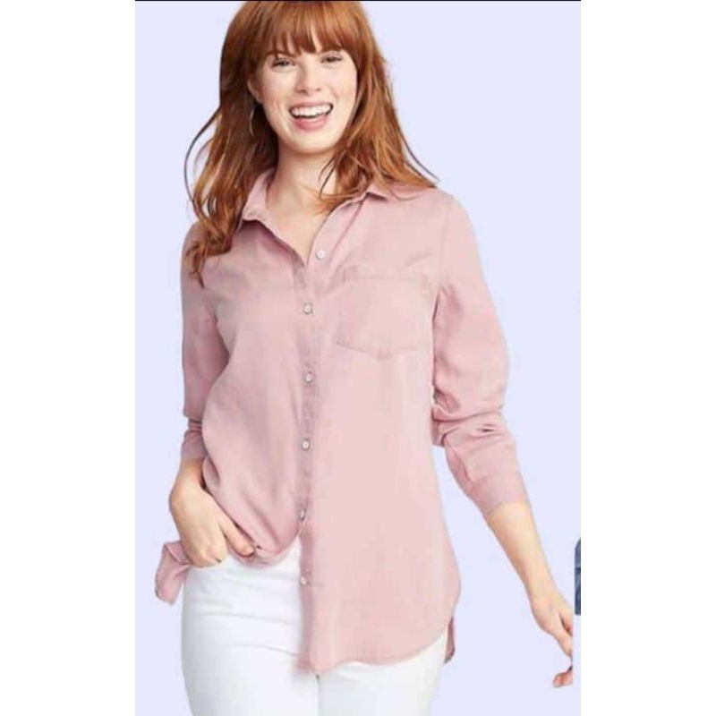 2464 OLN Relaxed Chambray classic Shirt / Kemeja Denim Wanita