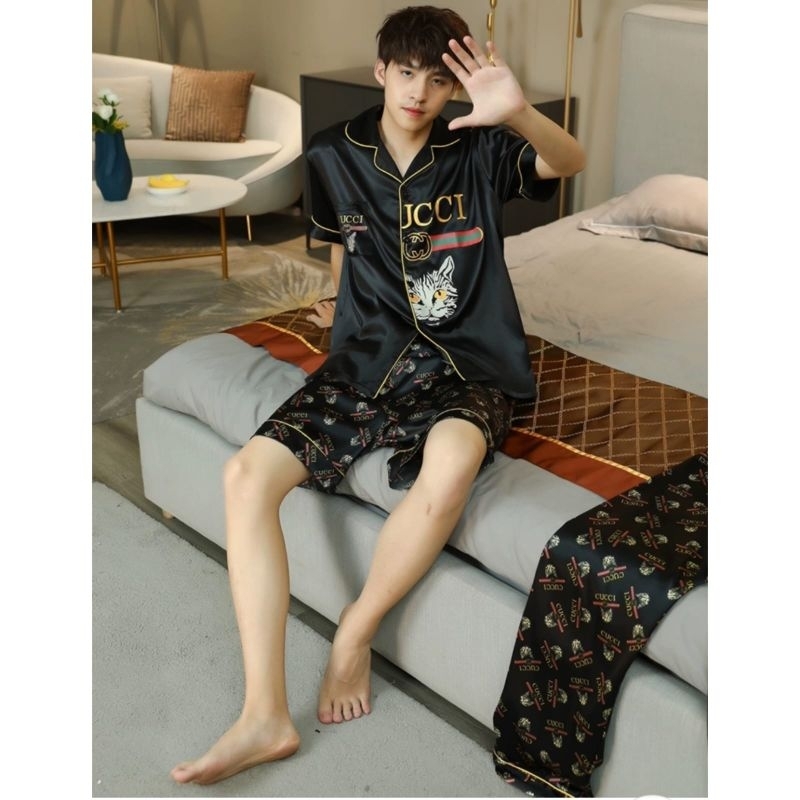 Baju tidur piyama pria stelan pendek kancing import