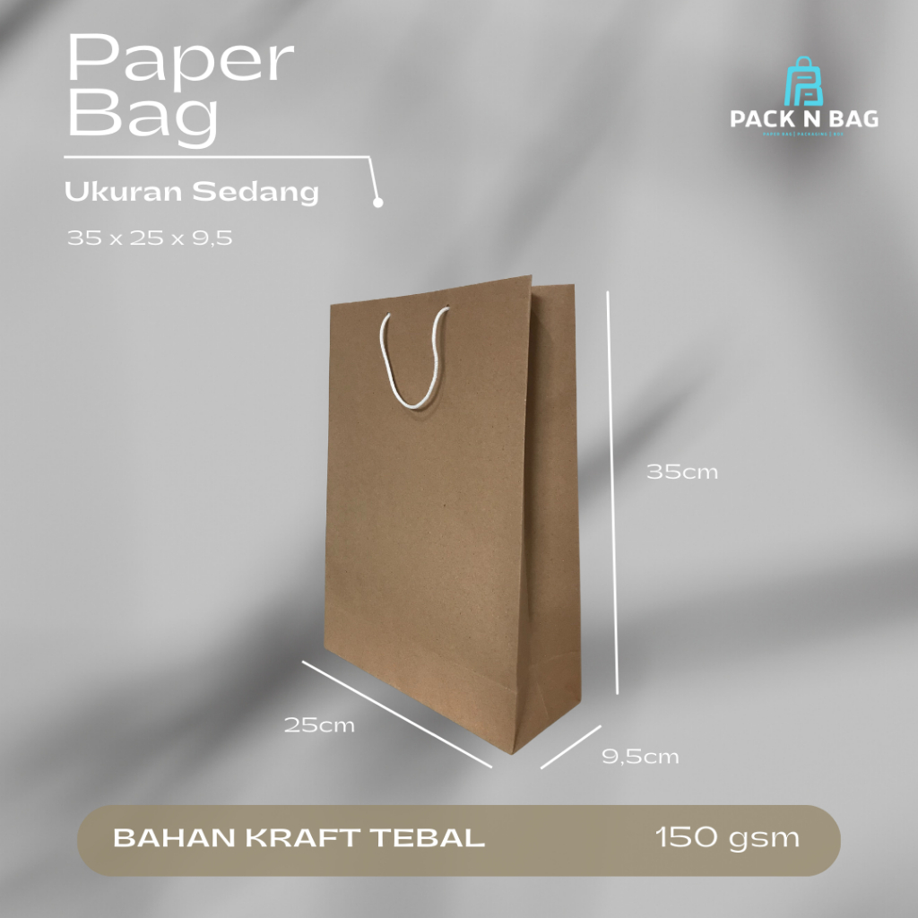 

Paper bag ukuran 25x35 bahan kraft tebal 150 gsm