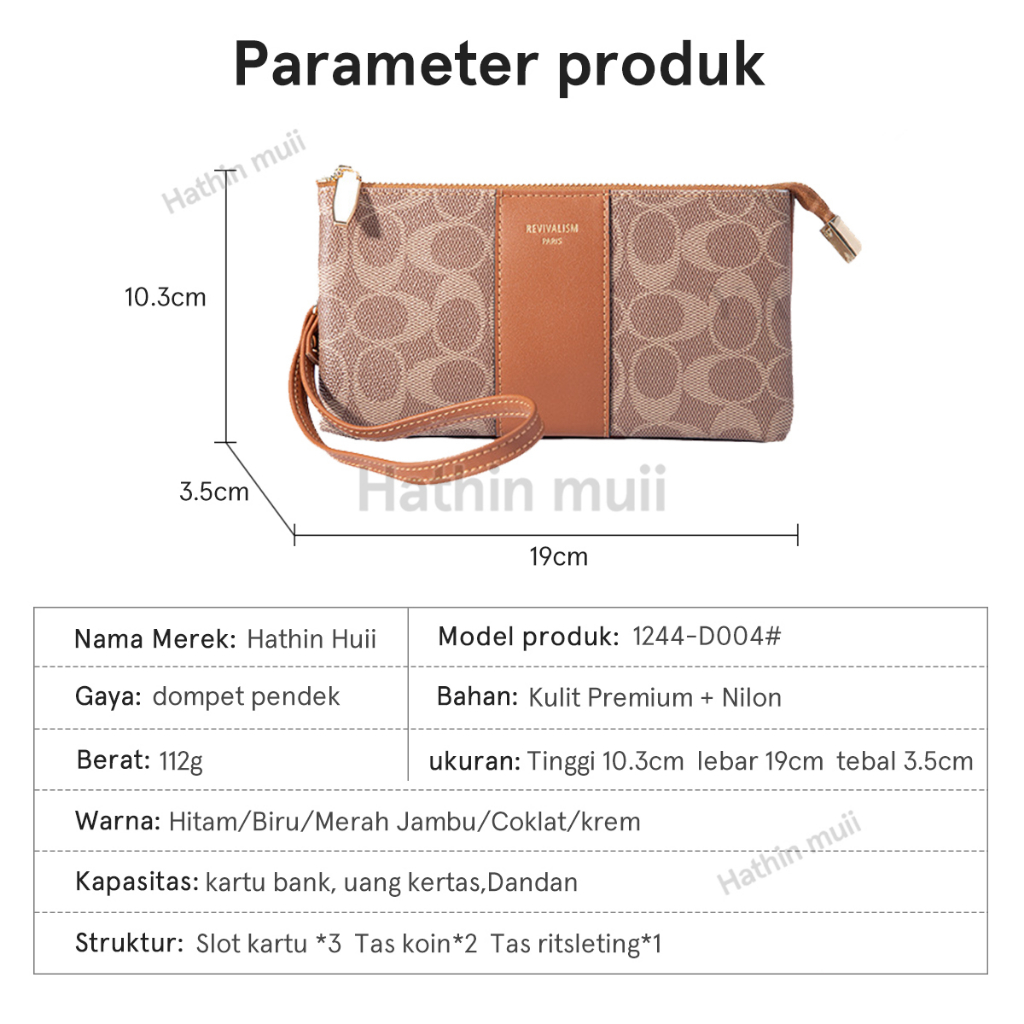 Hathin muii - Dompet panjang ritsleting besar impor fashion KoreaDompetWanita Bahan EmbosHandbag dan Waterproof