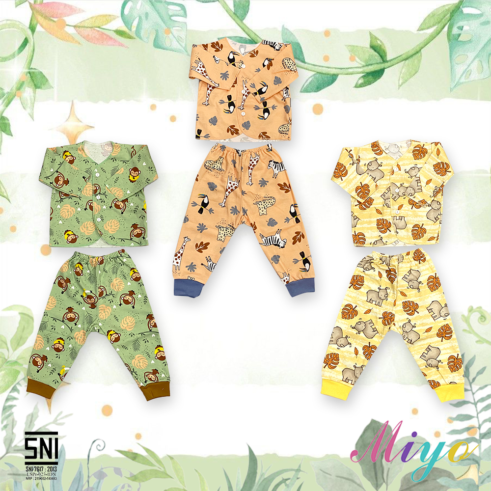 1 Pcs MIYO Setelan Panjang Baju Celana Panjang MIYO MOTIF Terbaru Bayi Size 0-6 Bln