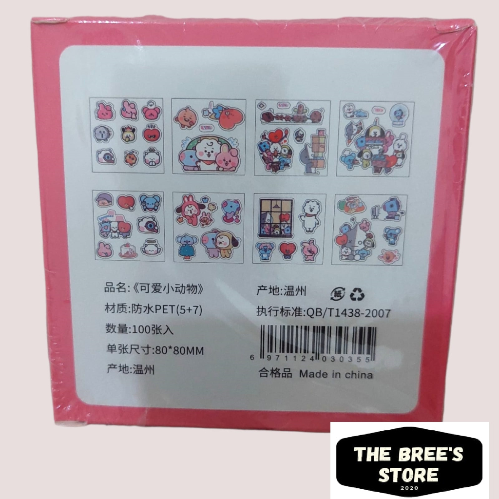 Sticker DIY 100 Lembar Box BT21 BTS Tinytan Korea Waterproof / Stiker BTS BT21 Box isi 100 Lembar Jungkook, Suga, V, J-Hope, RM, Jimin, Jin / Koya, Mang, Chimmy, Cooky, Tata, Van, Shooky, RJ