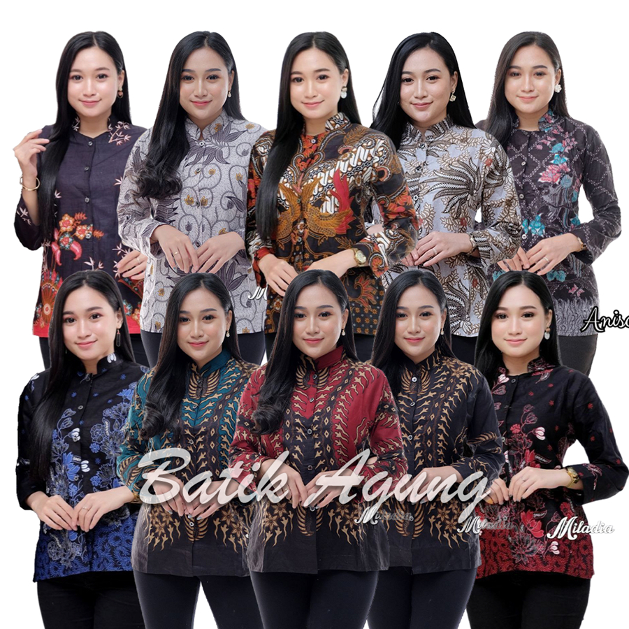 Seragam Batik Blouse Kerja Wanita Modern Premium / Baju Batik Blus Kondangan Kuliah Kasual Kekinian
