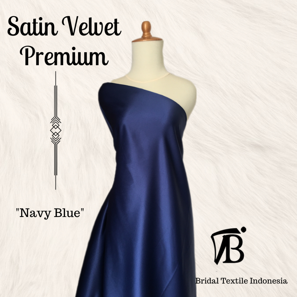Kain Bahan Furing Satin Velvet Background Backdrop Foto Produk Warna Biru Dongker Tua Navy Blue