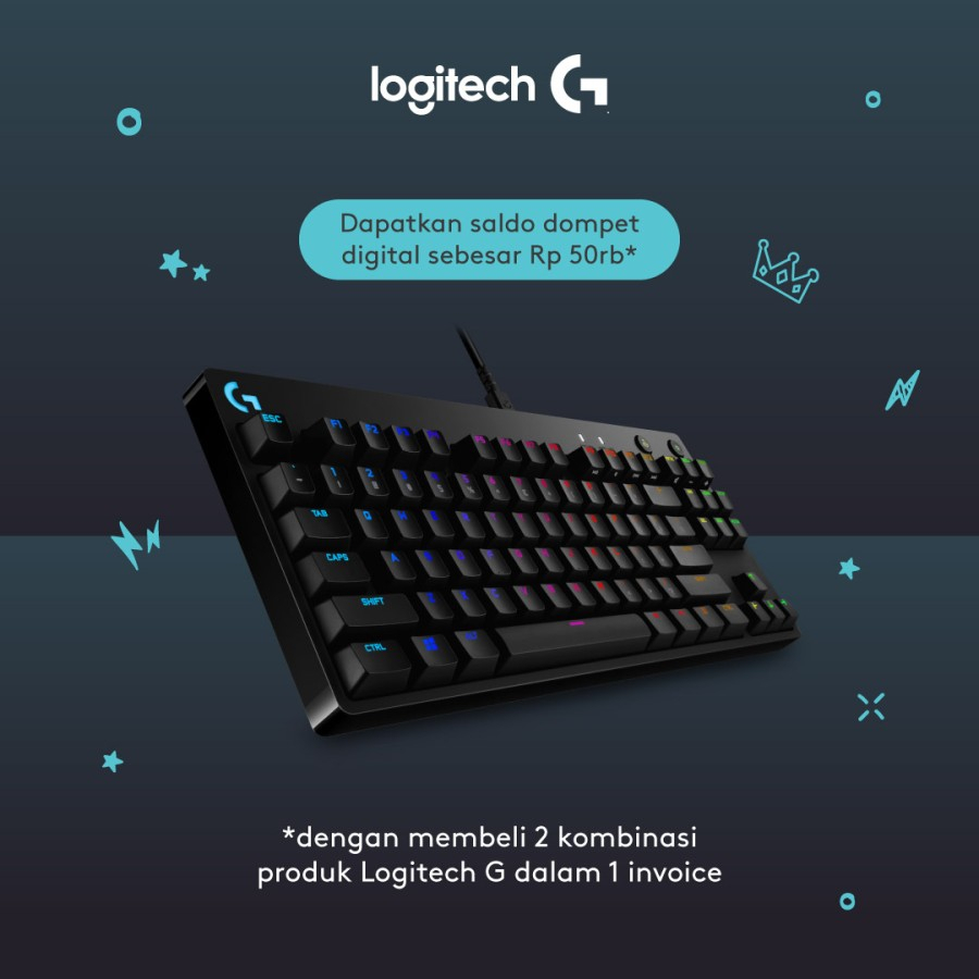 Logitech G Pro Clicky Keyboard Gaming Mechanical LightSync TKL RGB