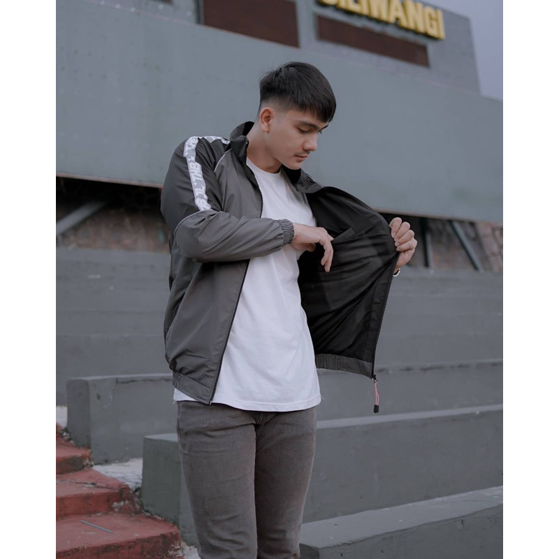 The Bojiel - Black Grey Jaket Sport Jaket Outdoor Jaket Tracksuit Jaket Tracktop