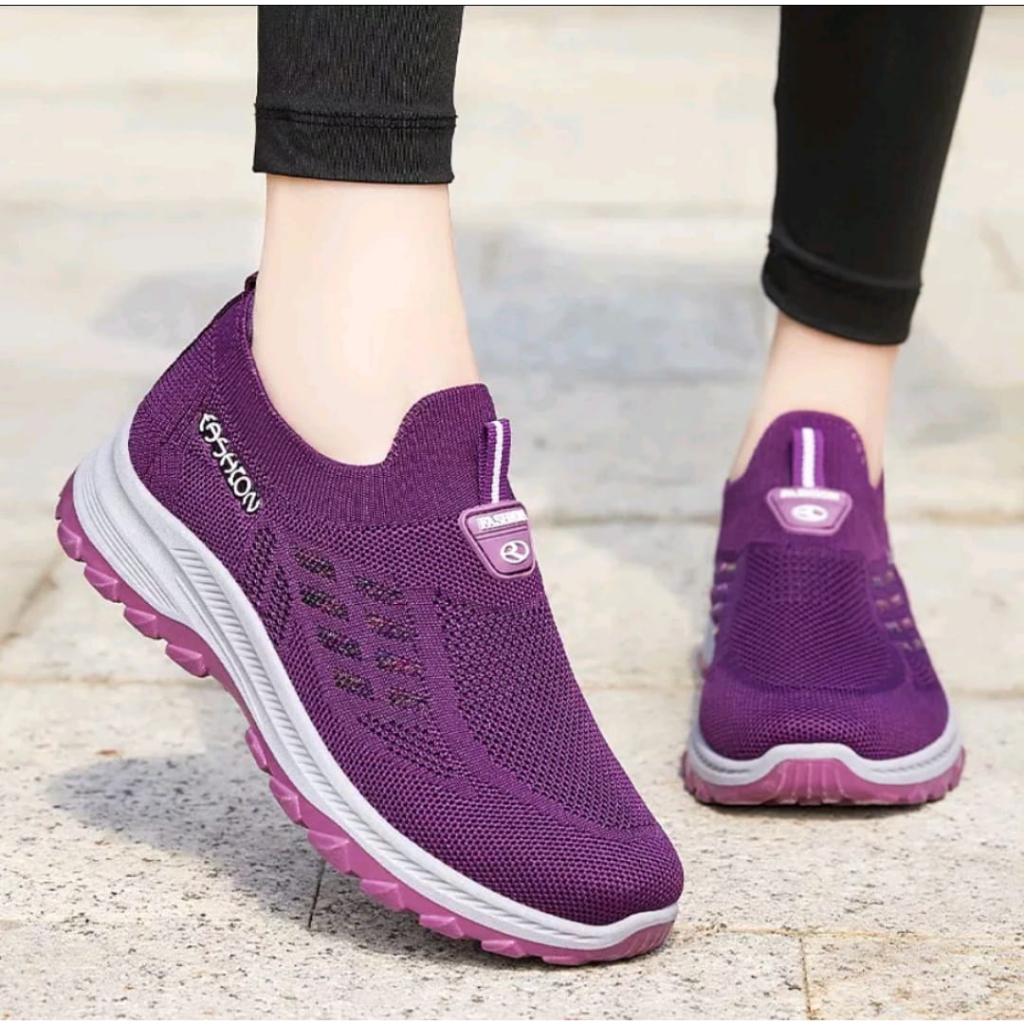 sepatu sneakers wanita import original sol warna abu sepatu casual olahraga lari senam + kotak