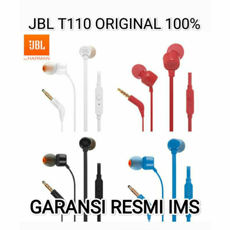 HEADSET JBL T110 ORIGINAL 100% GARANSI RESMI IMS TERLARIS/TERMURAH