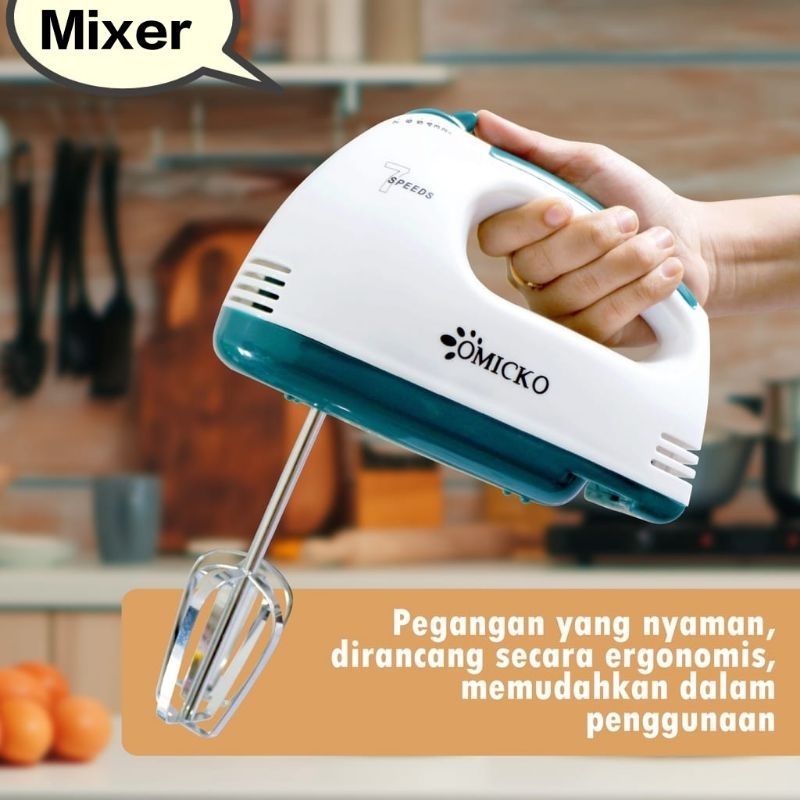 Hand Mixer Omicko / Mixer Tangan Listrik/ Kocokan Adonan Elektrik