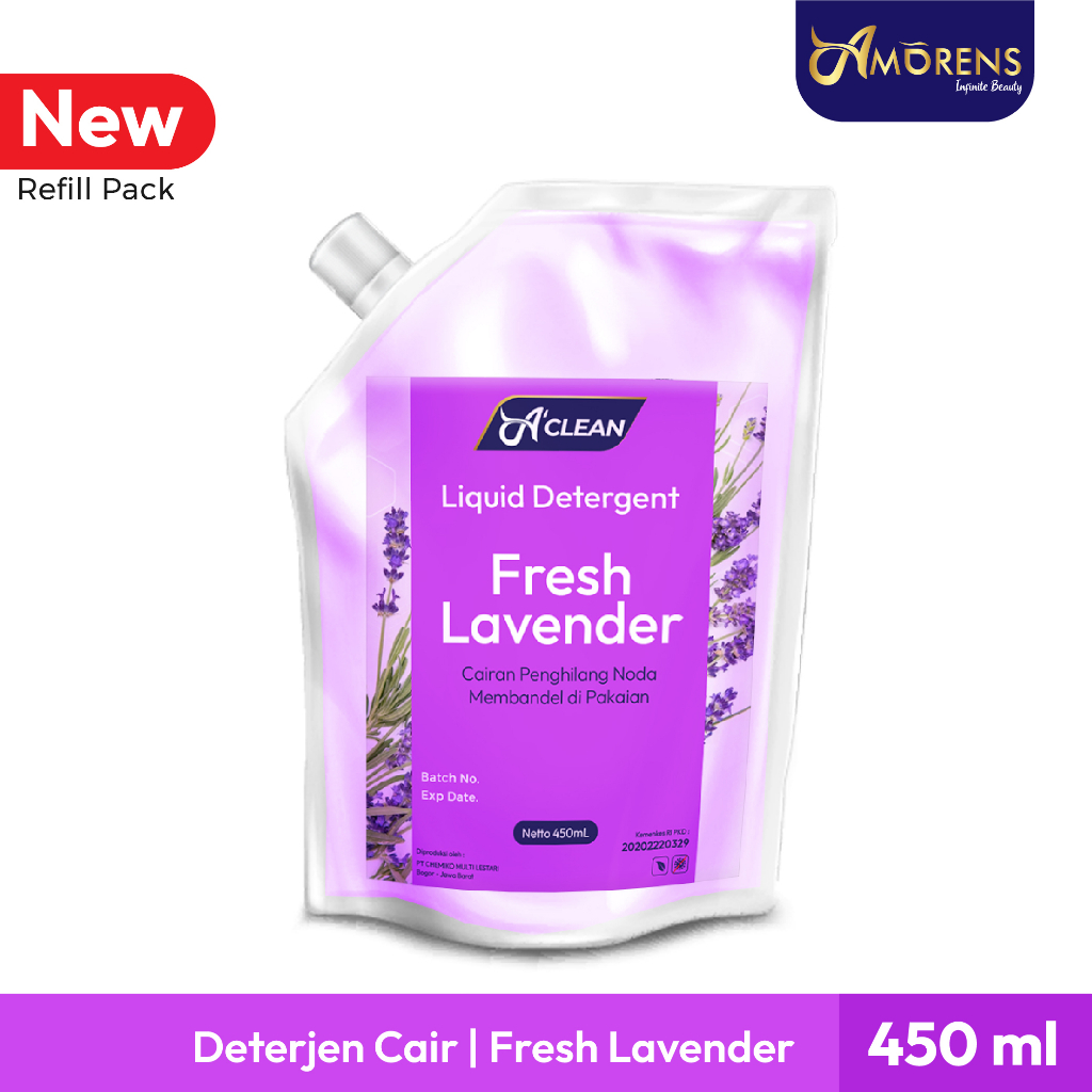 Deterjen Cair Refill Pack / Liquid Detergent / Pembersih Pakaian dan Penghilang Noda 450ml Amorens [ 450 ml ]