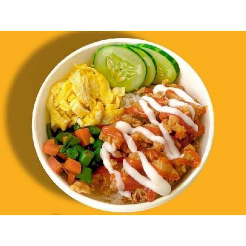 

Rice Bowl Nasi Ayam Crispy Asam Manis Lengkap Termurah Halal