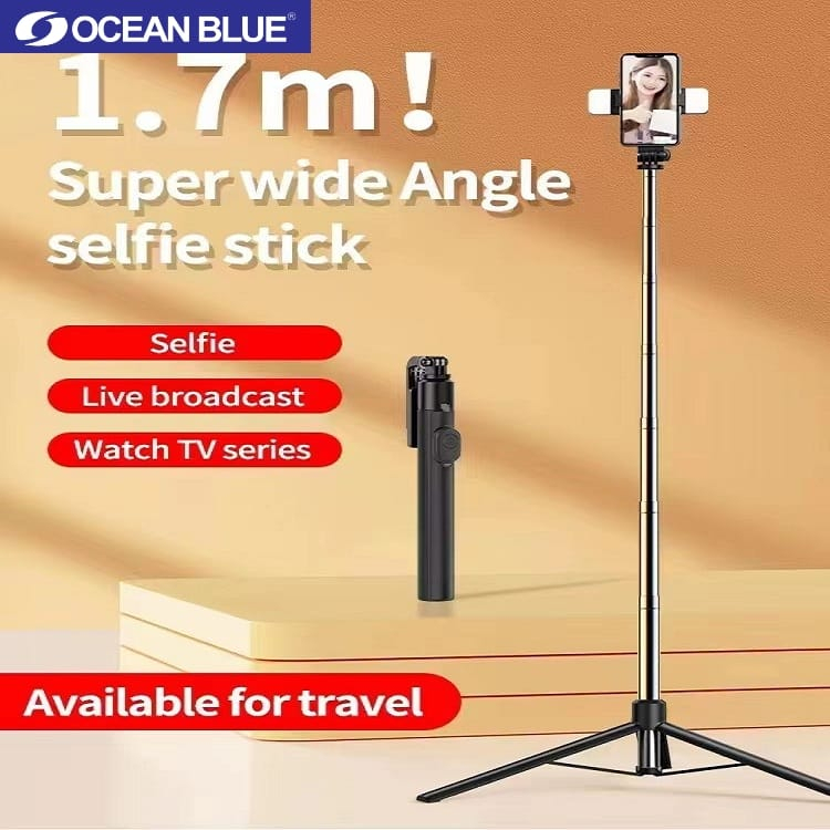 Ocean Blue OCN Y17S 1.7M Tripod Tongsis Lampu Hp Selfie Stick Remote Bluetooth LED Shutter