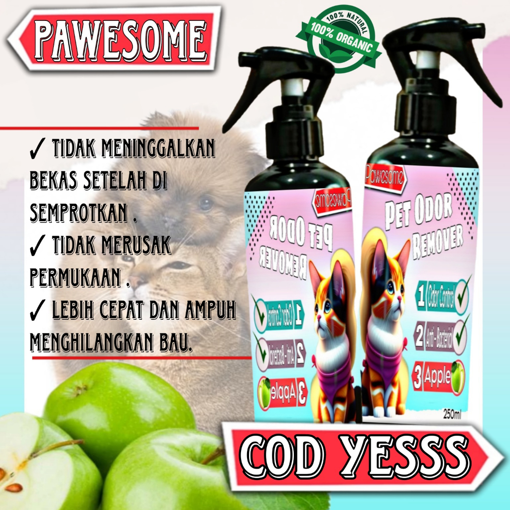 Penghilang Bau Kencing Kucing Anjing 250ML / Pet Odor Remover Spray / Litter Box / Pasir Kucing / Kucing / Anjing / Cat Dog / CatDog / Cat Dog / Dog / Cat / Pengharum Kandang / Penghilang Bau Kandang / Penghilang Bau Kotoran